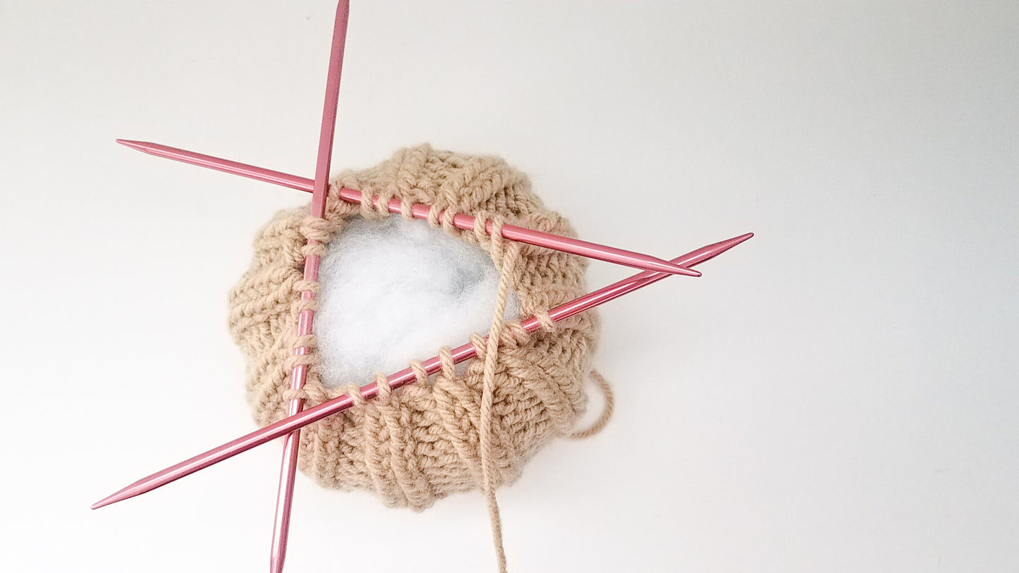 Knit Pumpkin with Natural Stick Stem