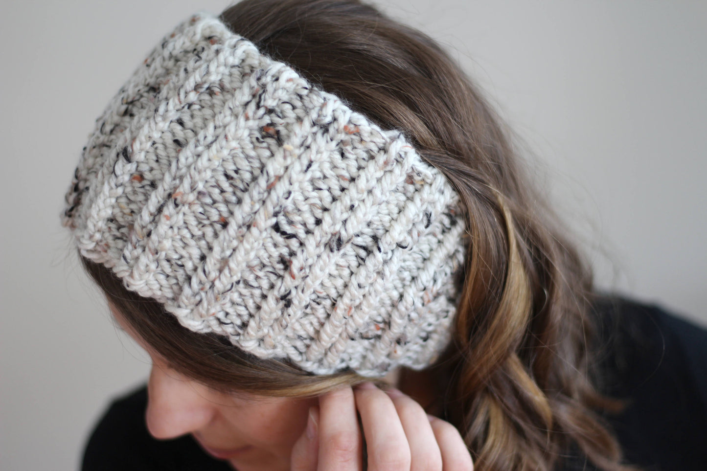 Knit Ear Warmer Headband with Button