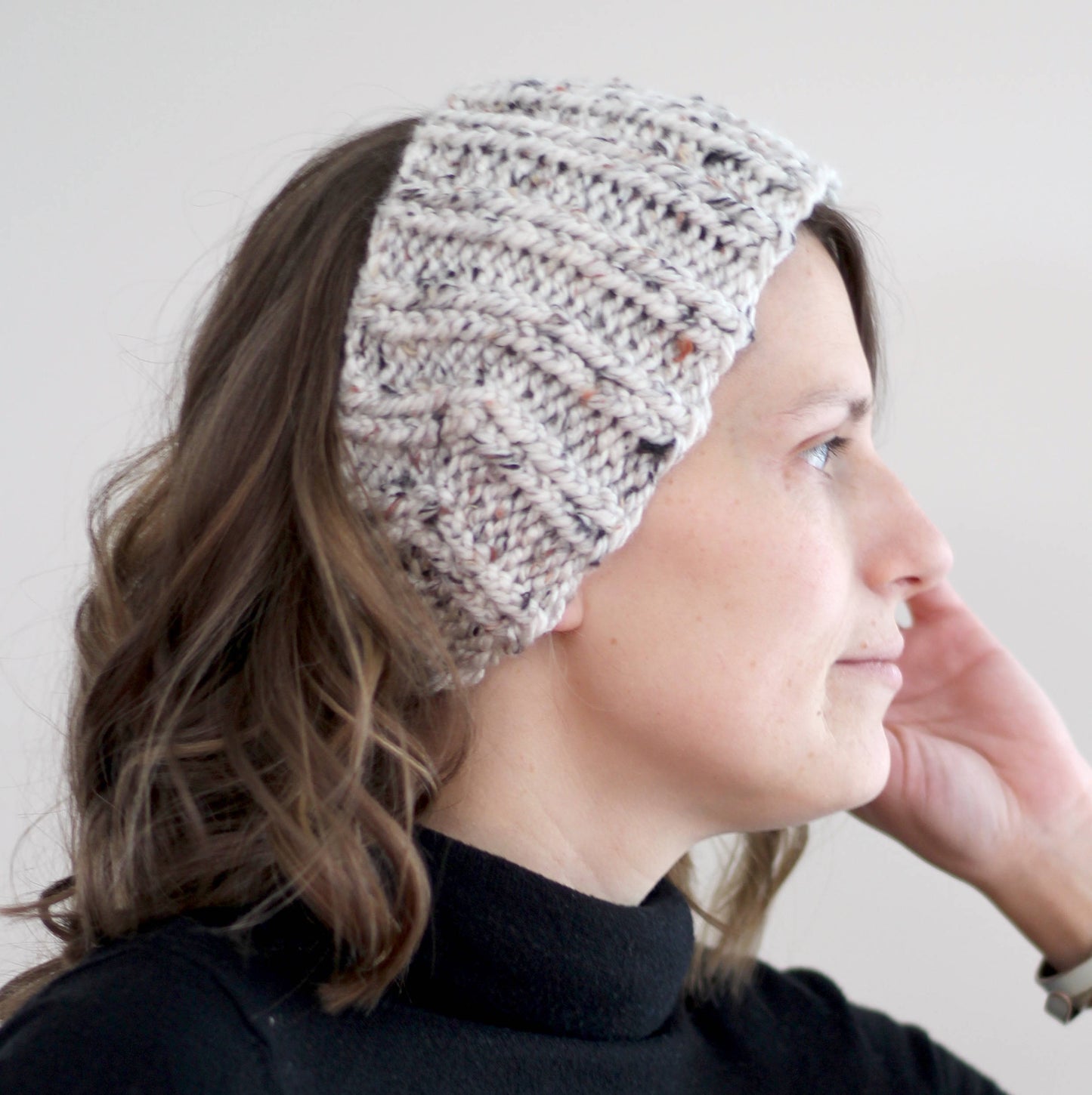 Knit Ear Warmer Headband with Button