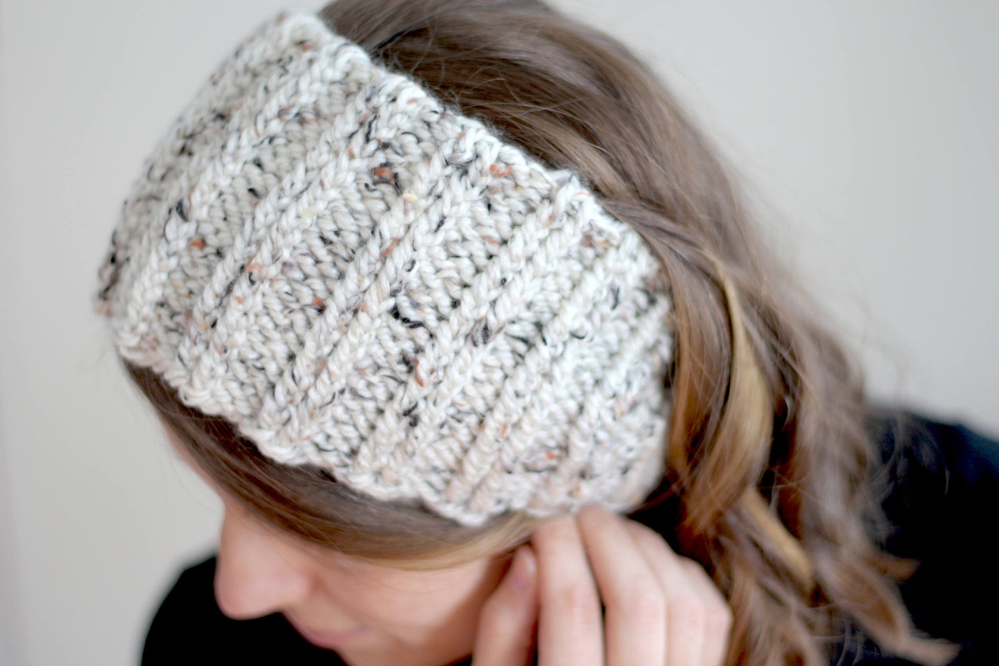 Knit Ear Warmer Headband with Button