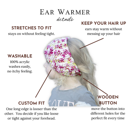 Knit Ear Warmer Headband with Button