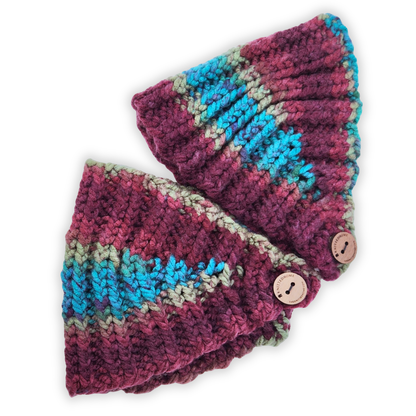 Knit Ear Warmer Headband with Button