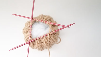 Knit Pumpkin with Natural Stick Stem