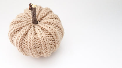 Knit Pumpkin with Natural Stick Stem