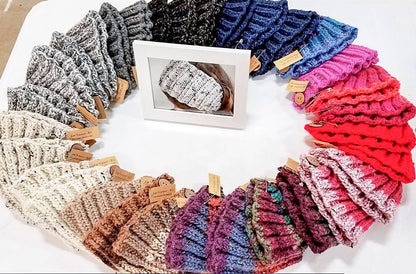 Knit Ear Warmer Headband with Button