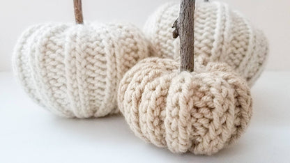 Knit Pumpkin with Natural Stick Stem